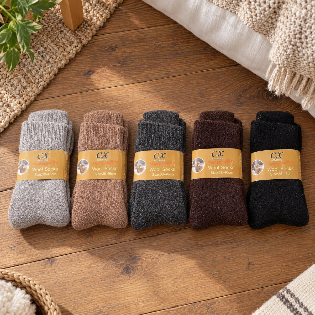 Thick Crew-Length Wool Blend Socks
