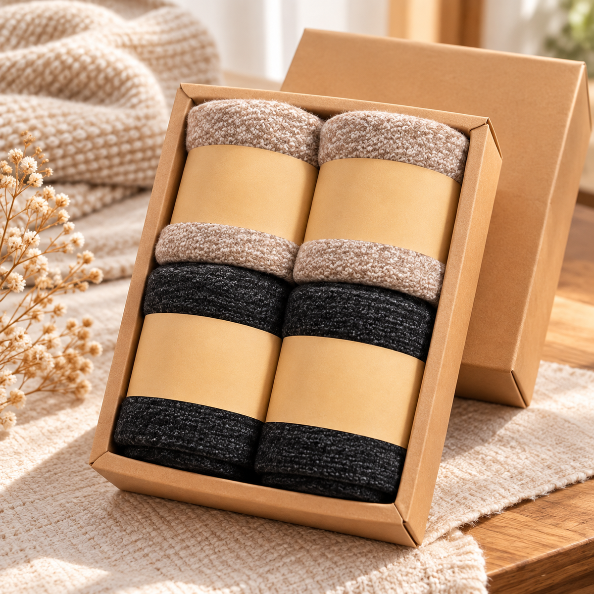 Thick Crew-Length Wool Blend Socks