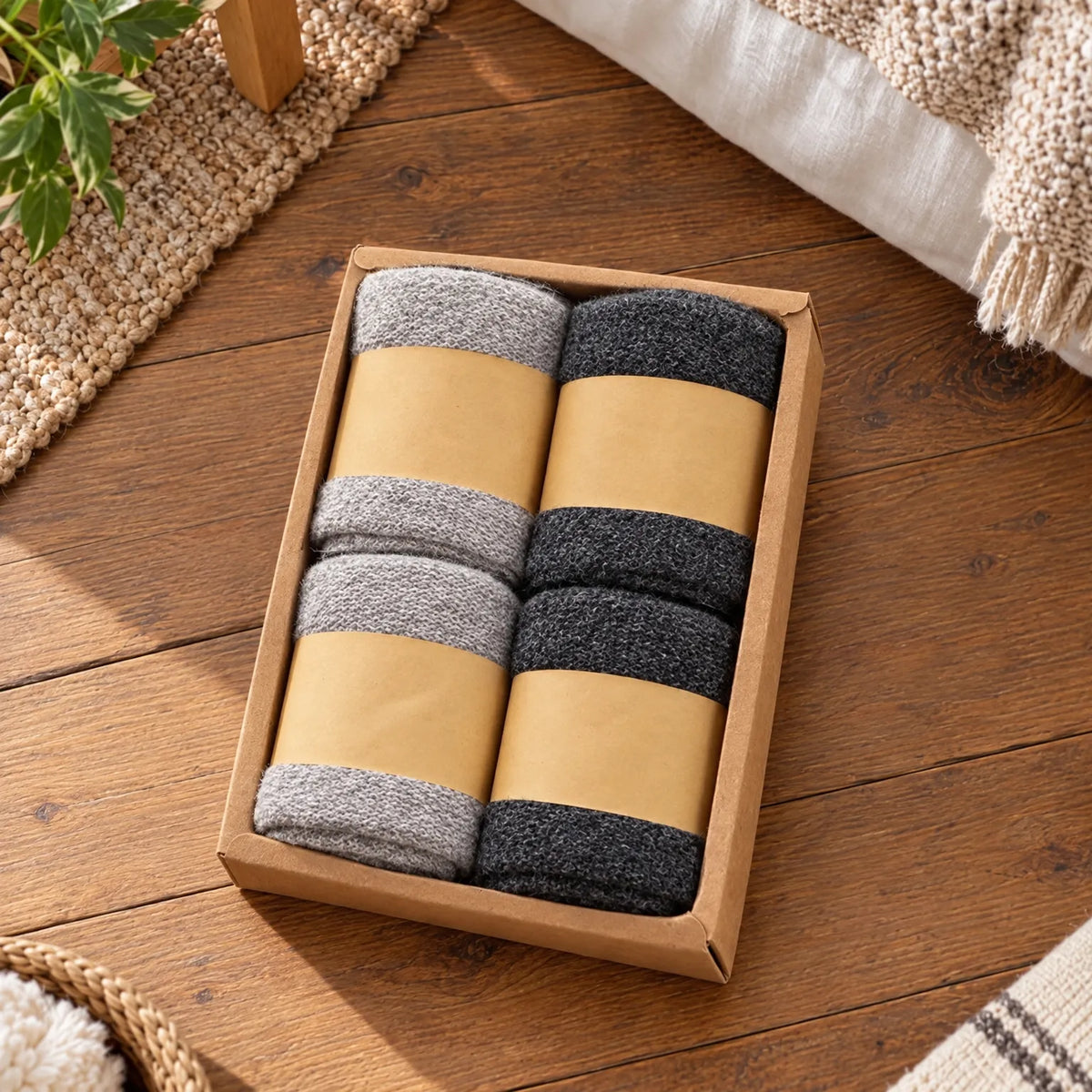 Thick Crew-Length Wool Blend Socks