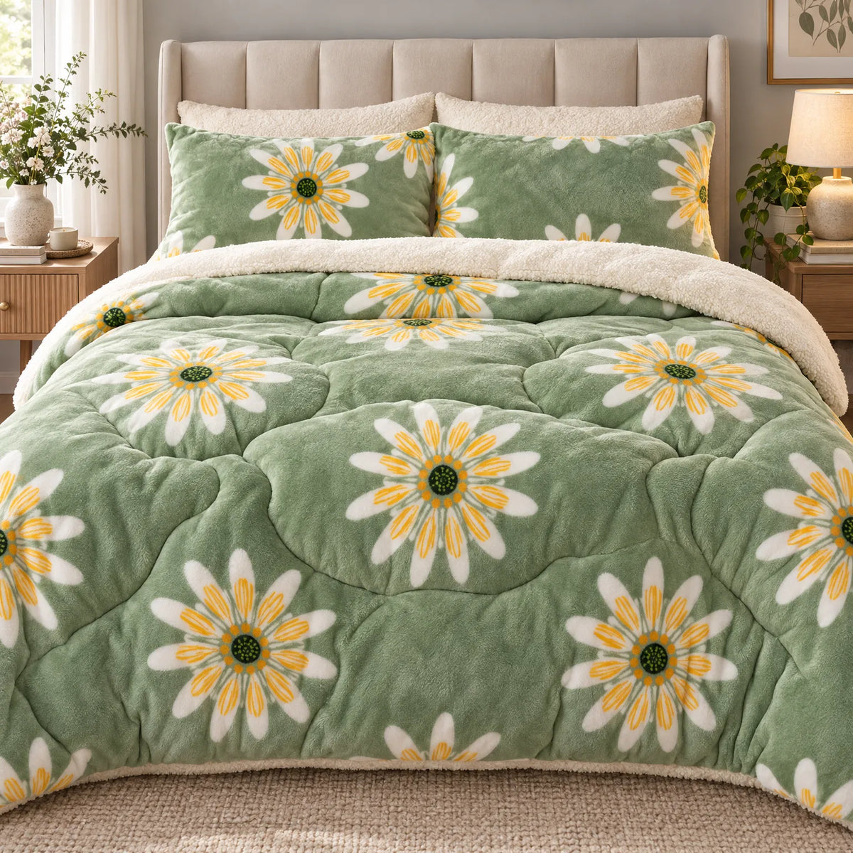 Thick Fleece Comforter with Plush Dual Sided Design