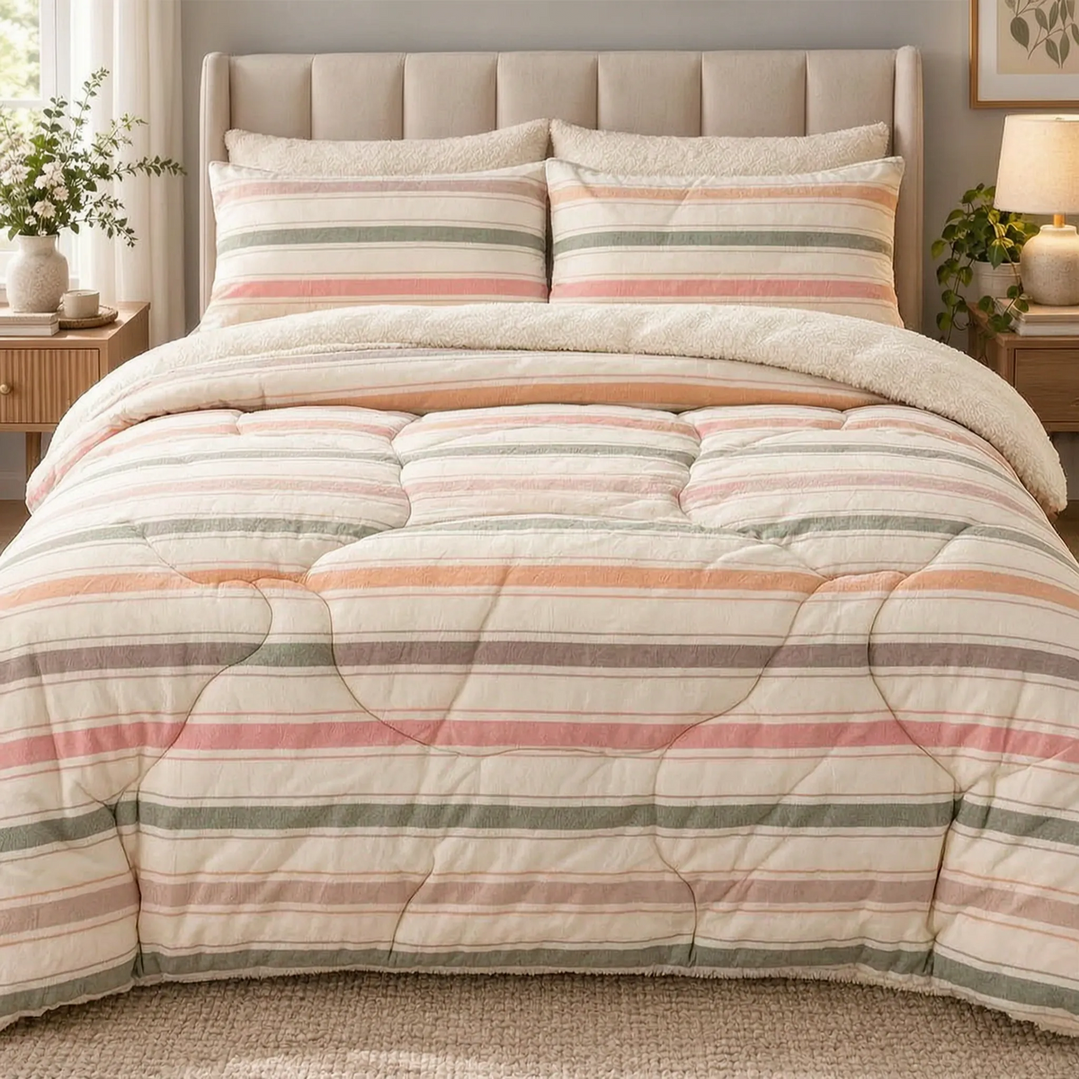 Thick Fleece Comforter with Plush Dual Sided Design
