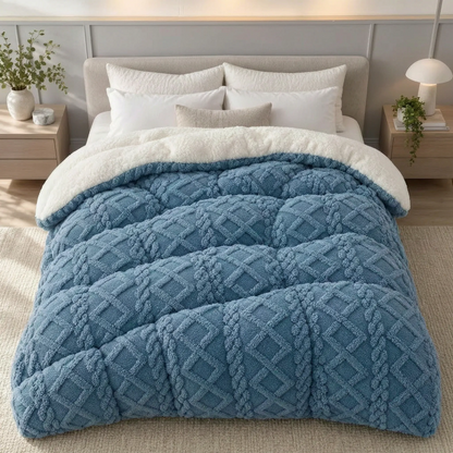 Thick Fleece Winter Comforter with Plush Dual Sided Design