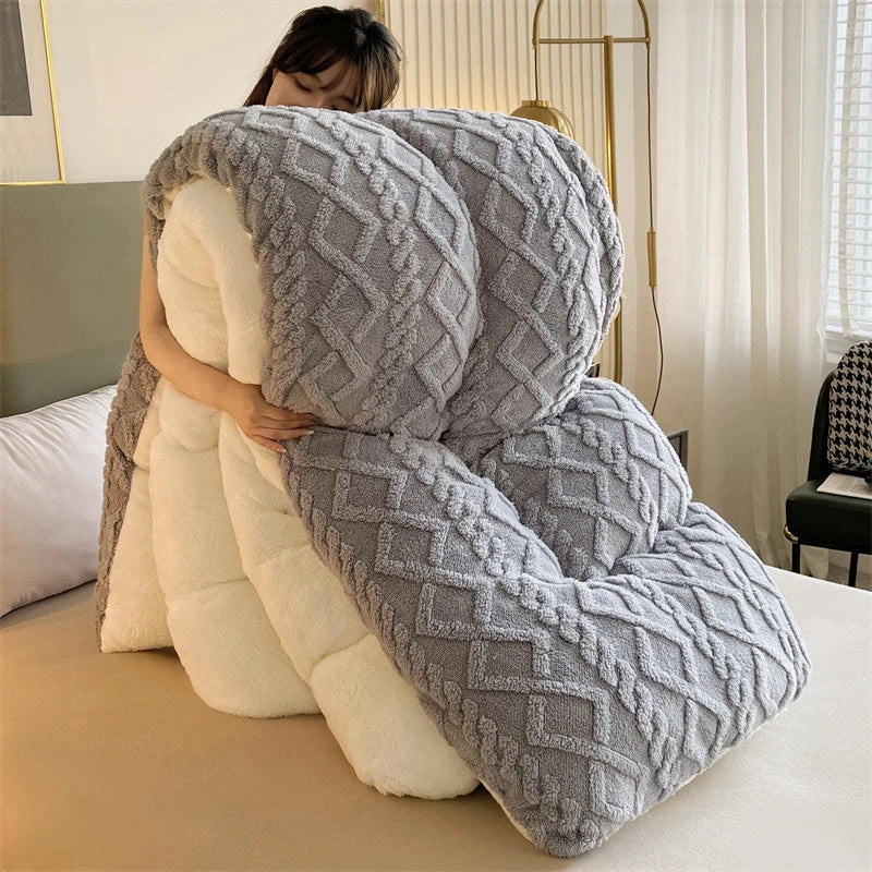 Thick Fleece Winter Comforter with Plush Dual Sided Design