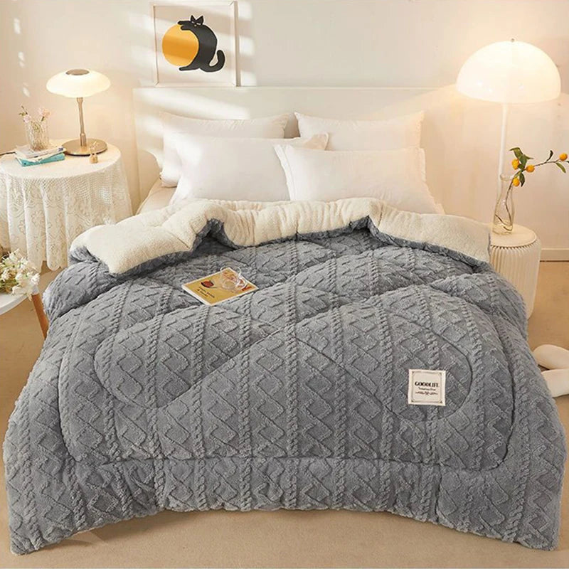 Thick Fleece Winter Comforter with Plush Dual Sided Design