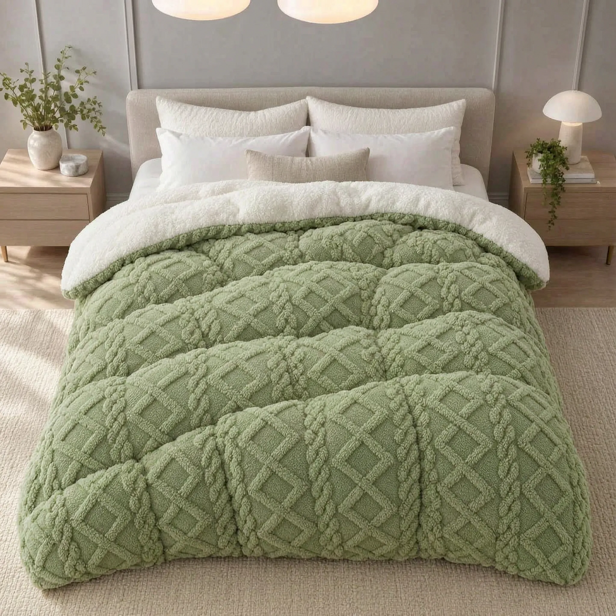 Thick Fleece Winter Comforter with Plush Dual Sided Design