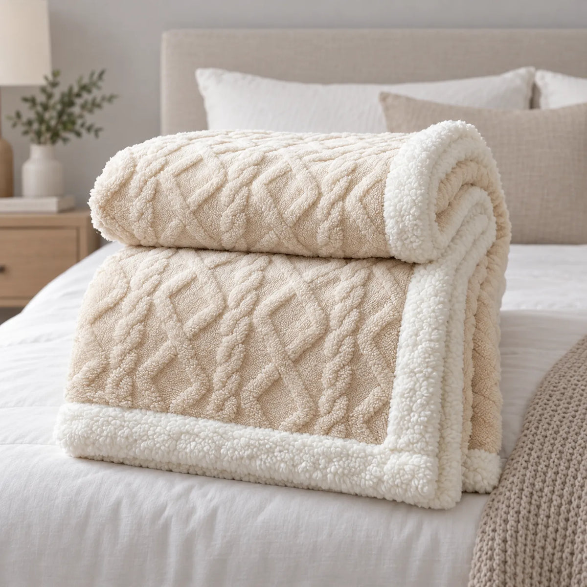 Thick Fleece Winter Comforter with Sherpa Lining