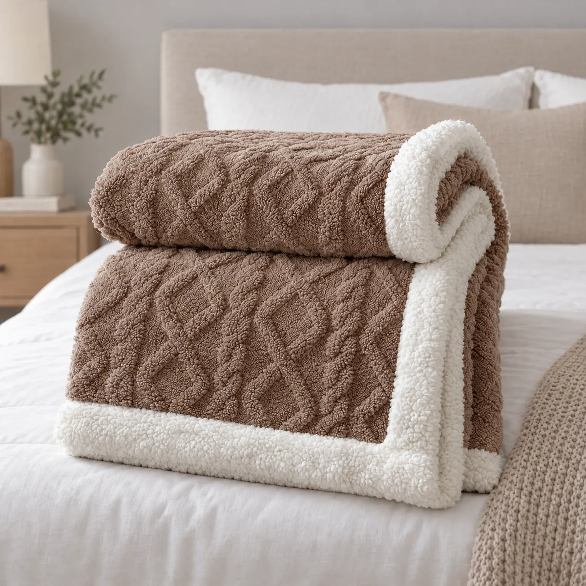 Thick Fleece Winter Comforter with Sherpa Lining