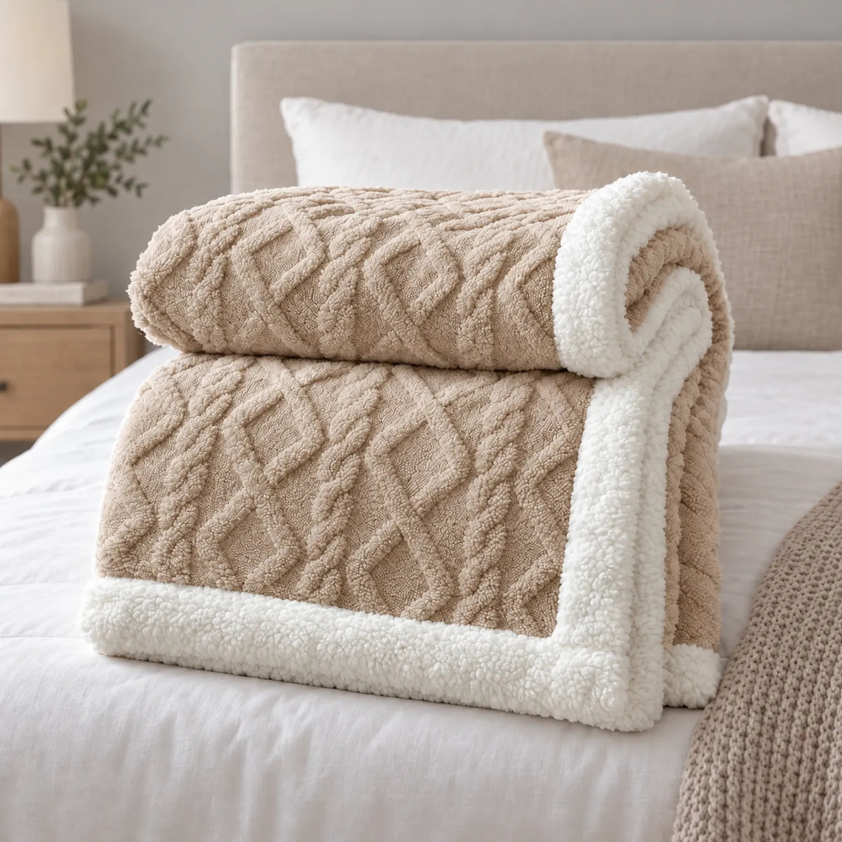 Thick Fleece Winter Comforter with Sherpa Lining