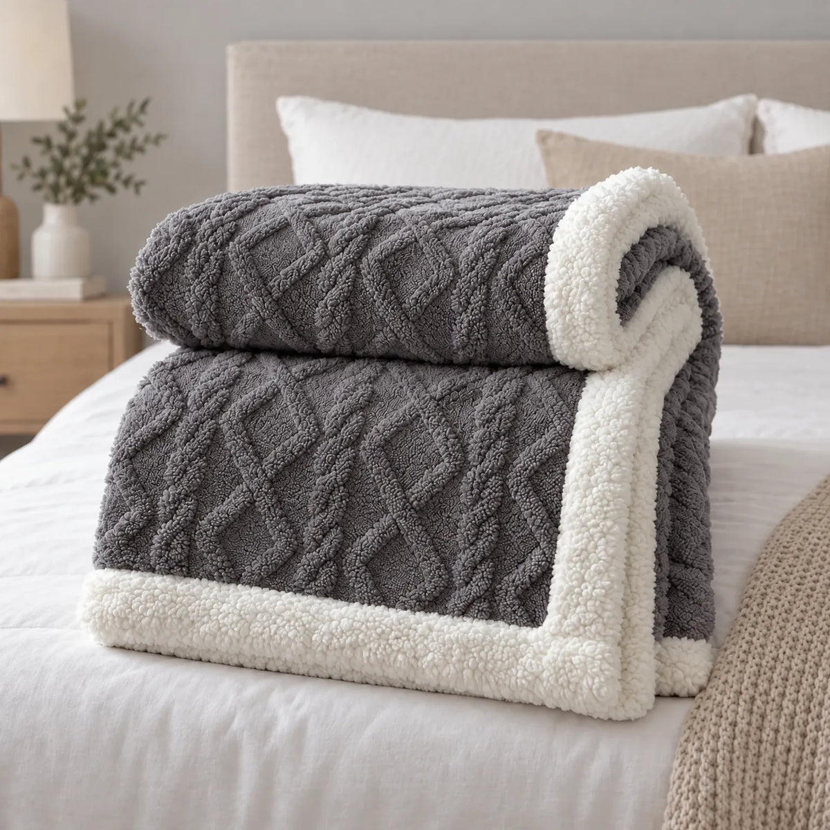 Thick Fleece Winter Comforter with Sherpa Lining