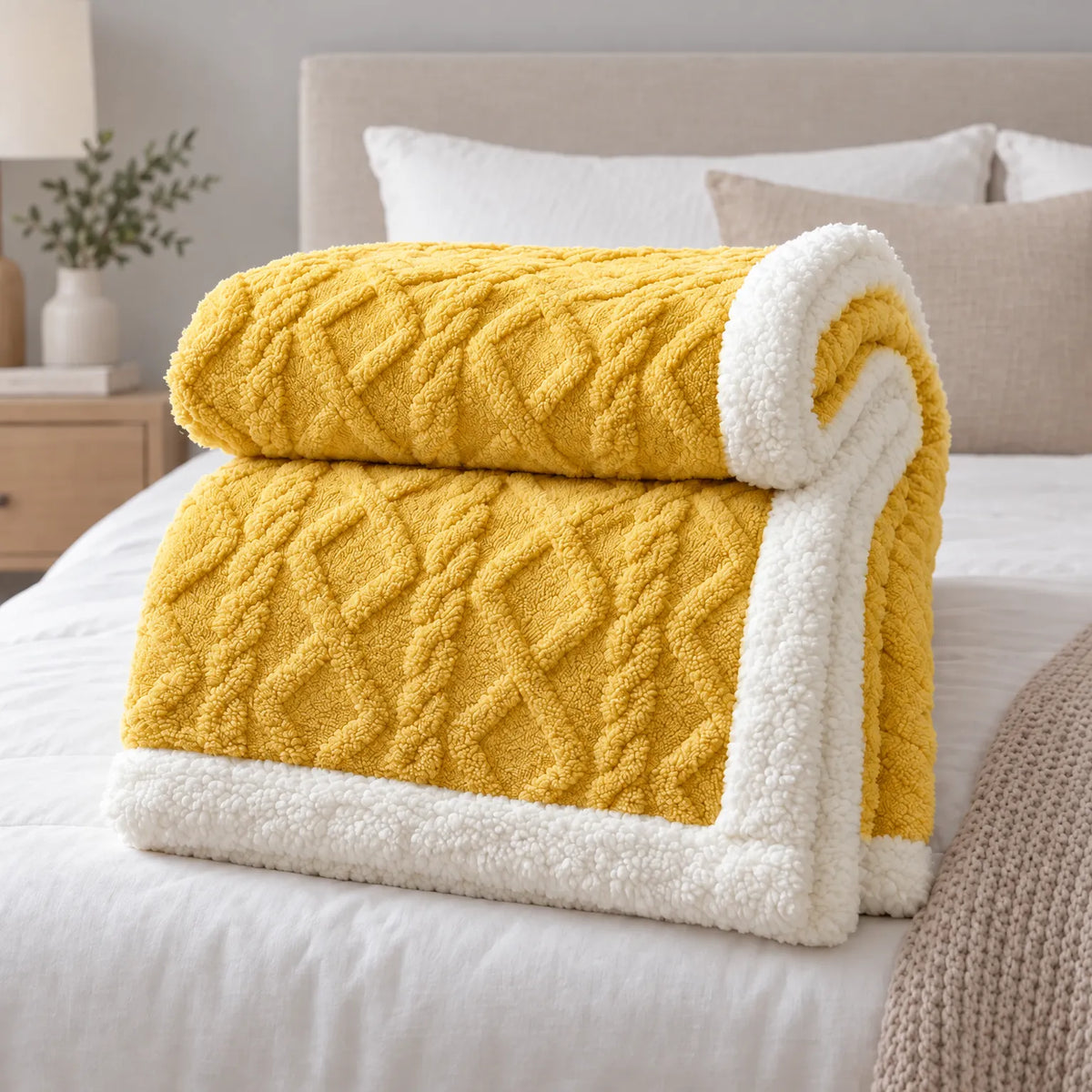 Thick Fleece Winter Comforter with Sherpa Lining