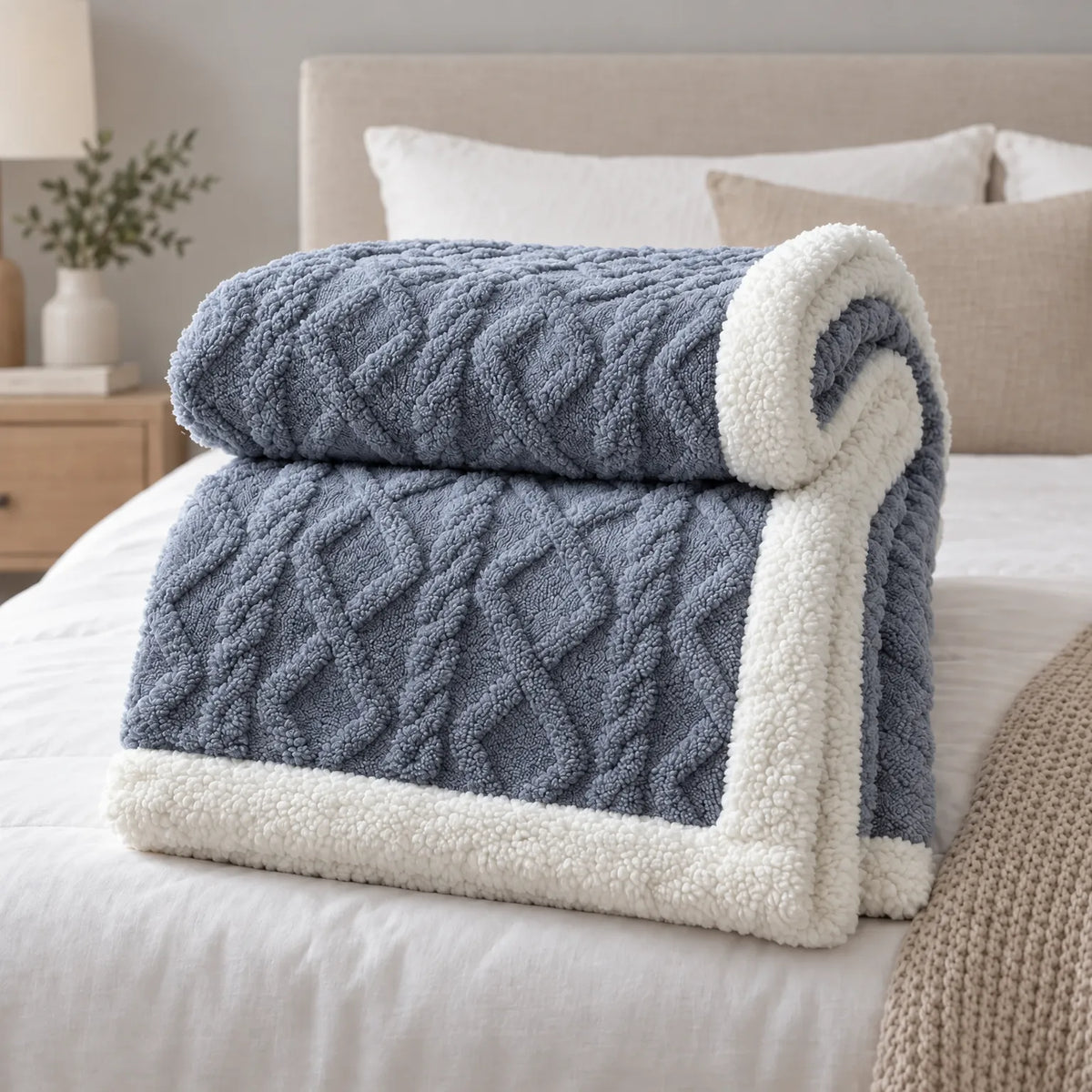 Thick Fleece Winter Comforter with Sherpa Lining