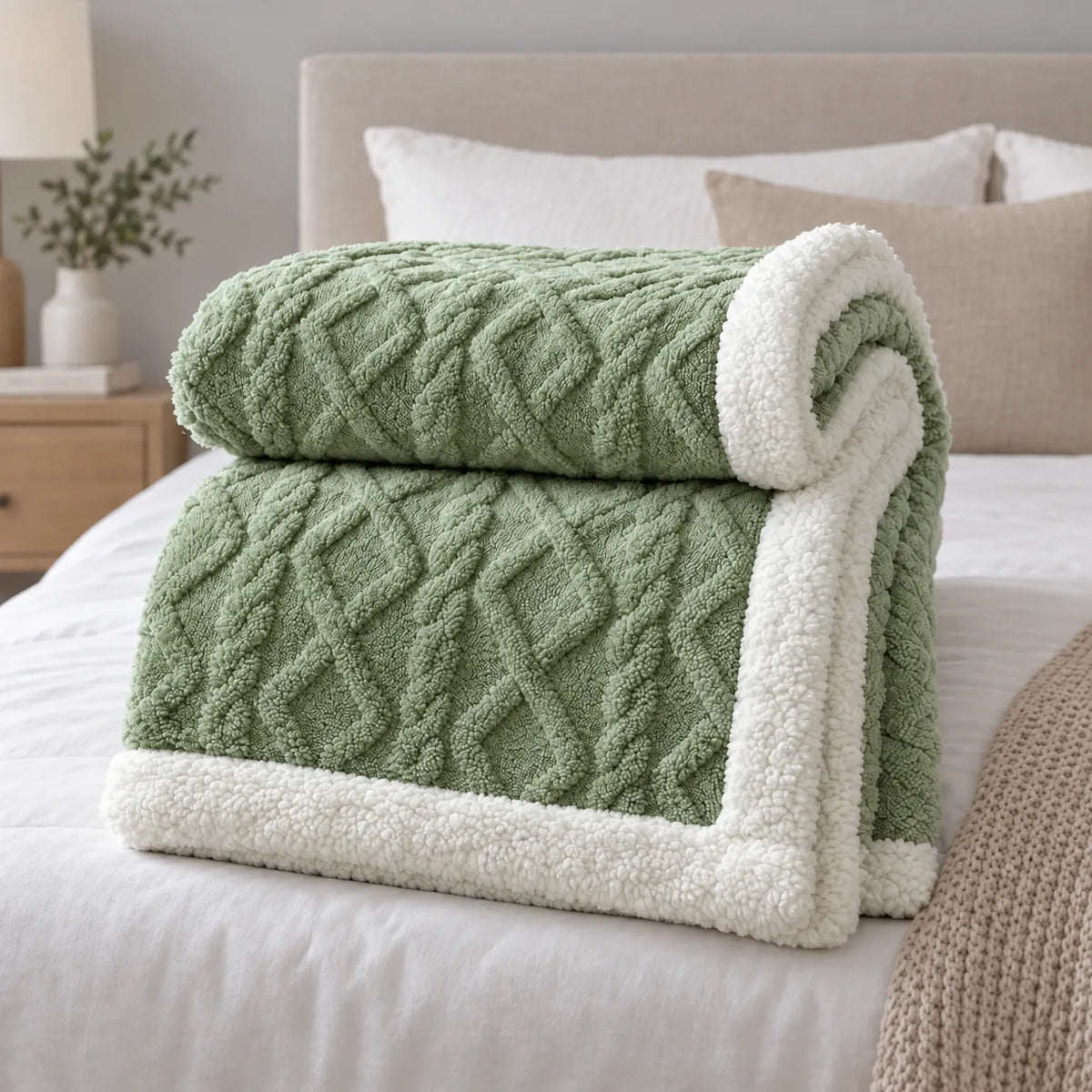 Thick Fleece Winter Comforter with Sherpa Lining