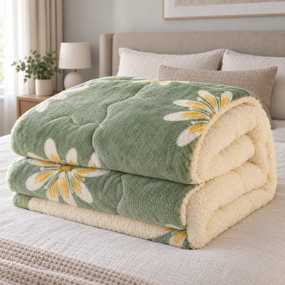 Thick Fleece Winter Comforter with Sherpa Style Lining
