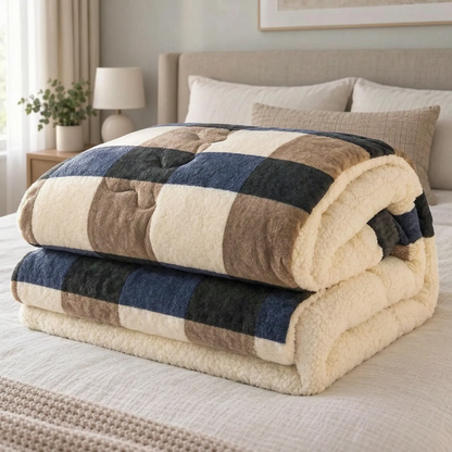 Thick Fleece Winter Comforter with Sherpa Style Lining