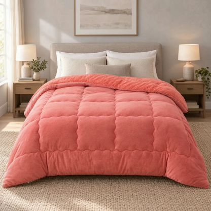 Thick Fleece Winter Comforter with Textured Design