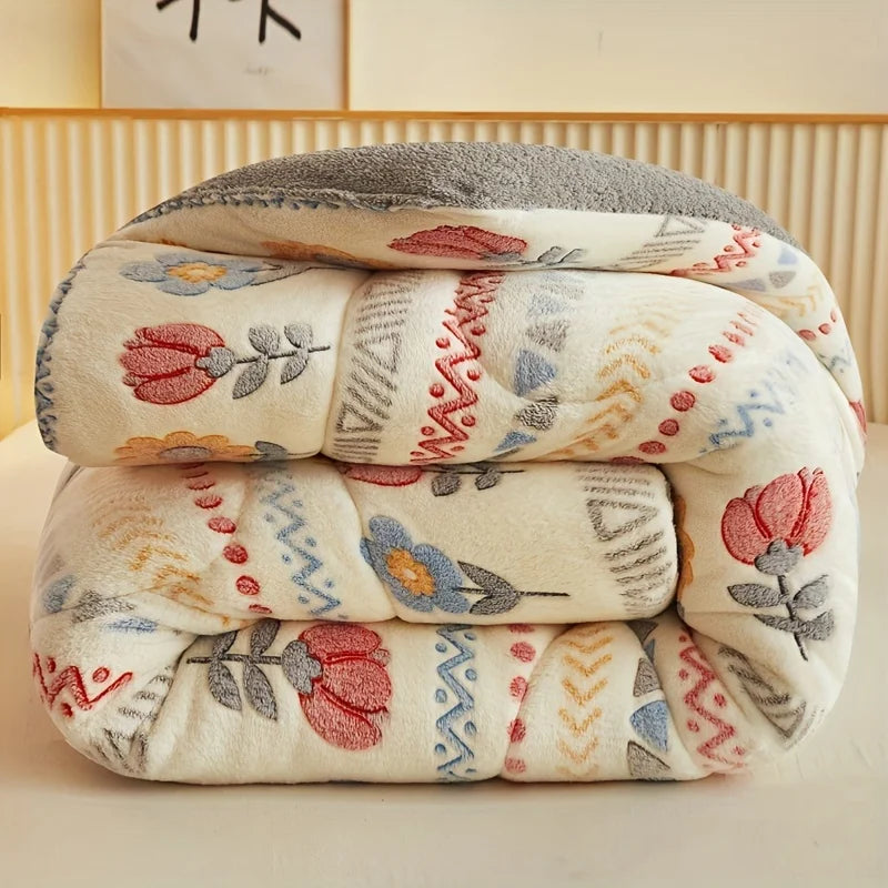 Thick Floral Winter Comforter with Reversible Design