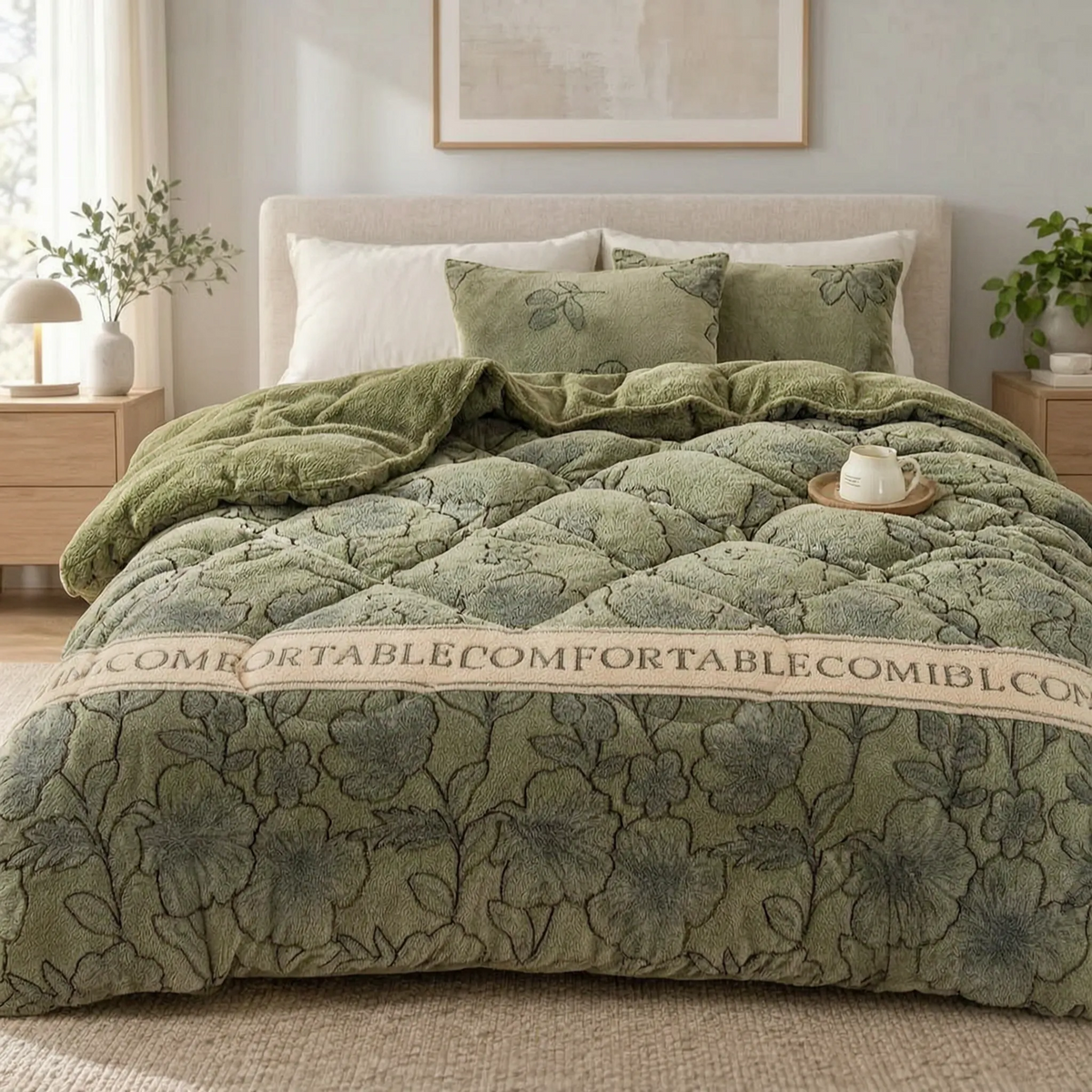 Thick Winter Comforter with Reversible Soft Fleece Design