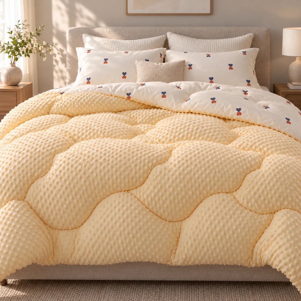 Thick Winter Comforter with Reversible Textured Design