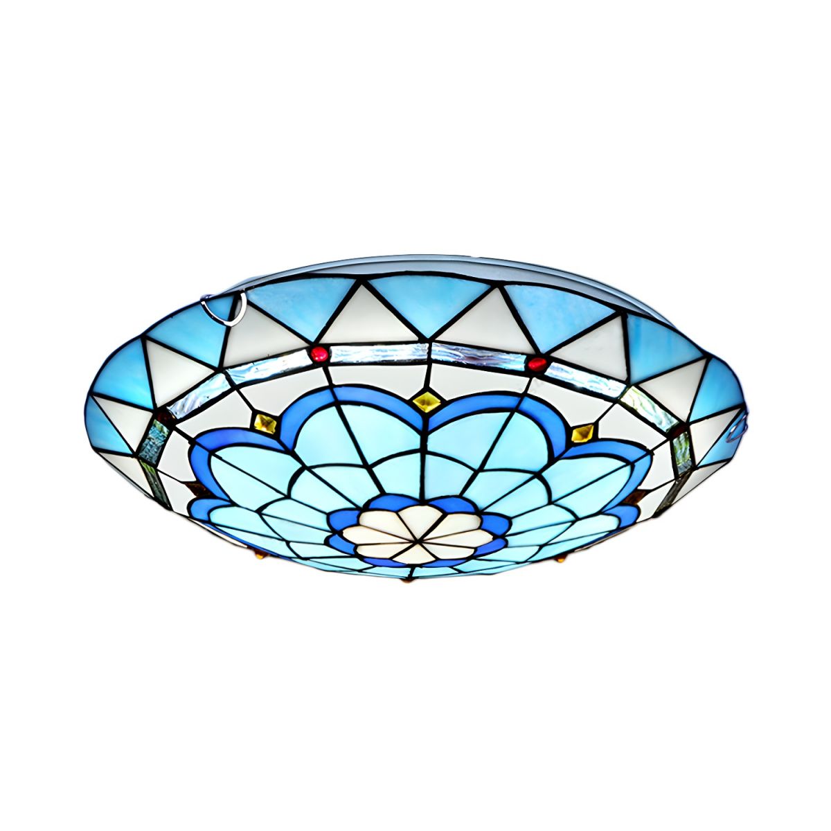 Tiffany Glass Flush Mount Ceiling Light in Blue | Avenar