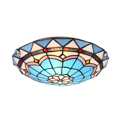 Tiffany Stained Glass Flush Mount Ceiling Light | Aurion