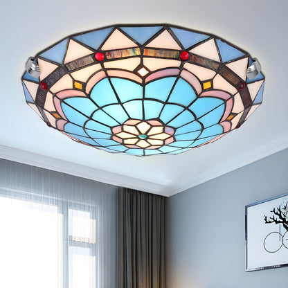 Tiffany Stained Glass Flush Mount Ceiling Light | Aurion