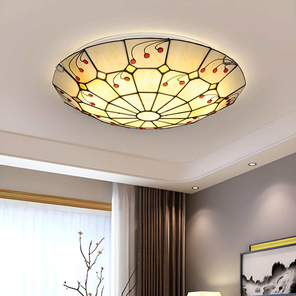 Tiffany Style Stained Glass Ceiling Light Flush Mount | Nordvae