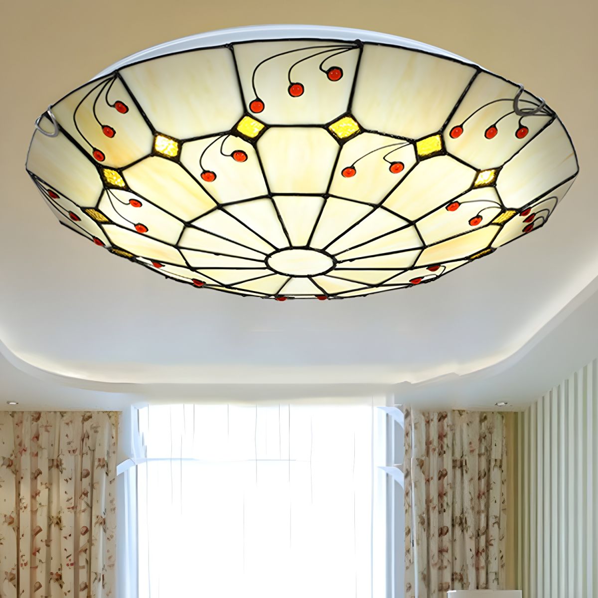 Tiffany Style Stained Glass Ceiling Light Flush Mount | Nordvae