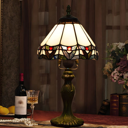 Tiffany Style Table Lamp with Conical Stained Glass Shade | Kalvino