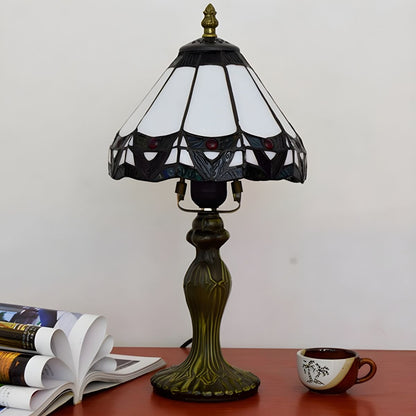 Tiffany Style Table Lamp with Conical Stained Glass Shade | Kalvino