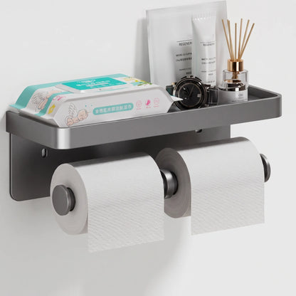 Toilet Paper Holder Wall Mounted Double Roll with Shelf