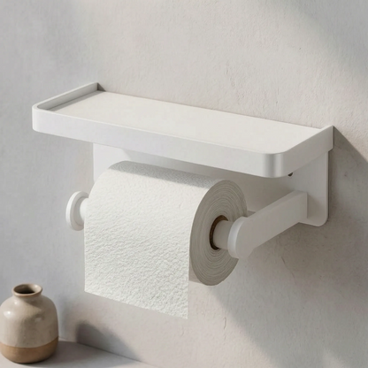 Toilet Paper Holder Wall Mounted Double Roll with Shelf