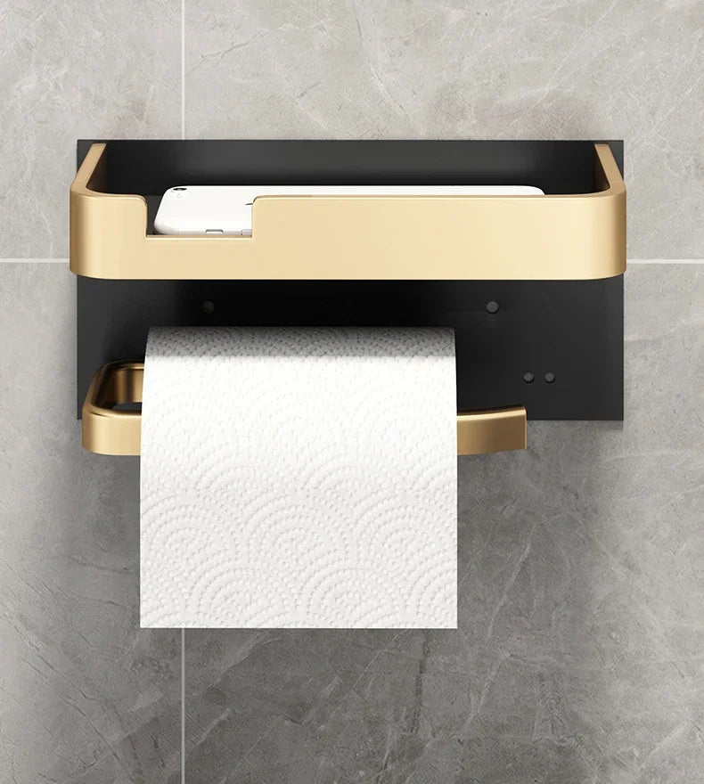 Toilet Paper Holder with Integrated Storage Tray