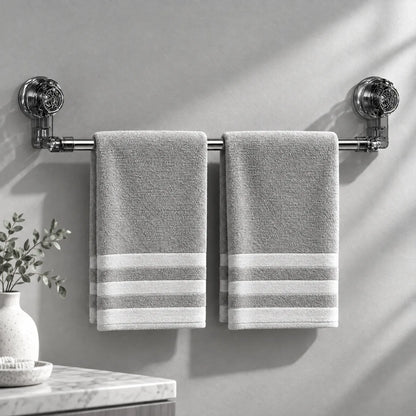 Towel Bar with Adjustable Suction Cups and Retractable Wall Mount Design