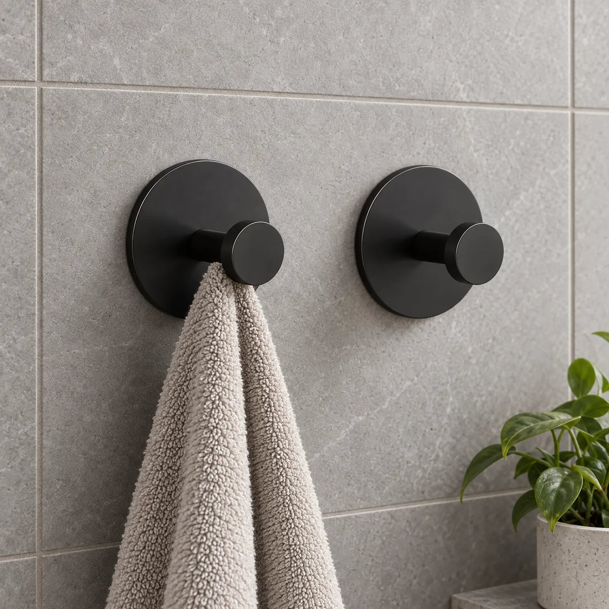 Towel Hooks with Self Adhesive Stainless Steel Drill Free Wall Mounts