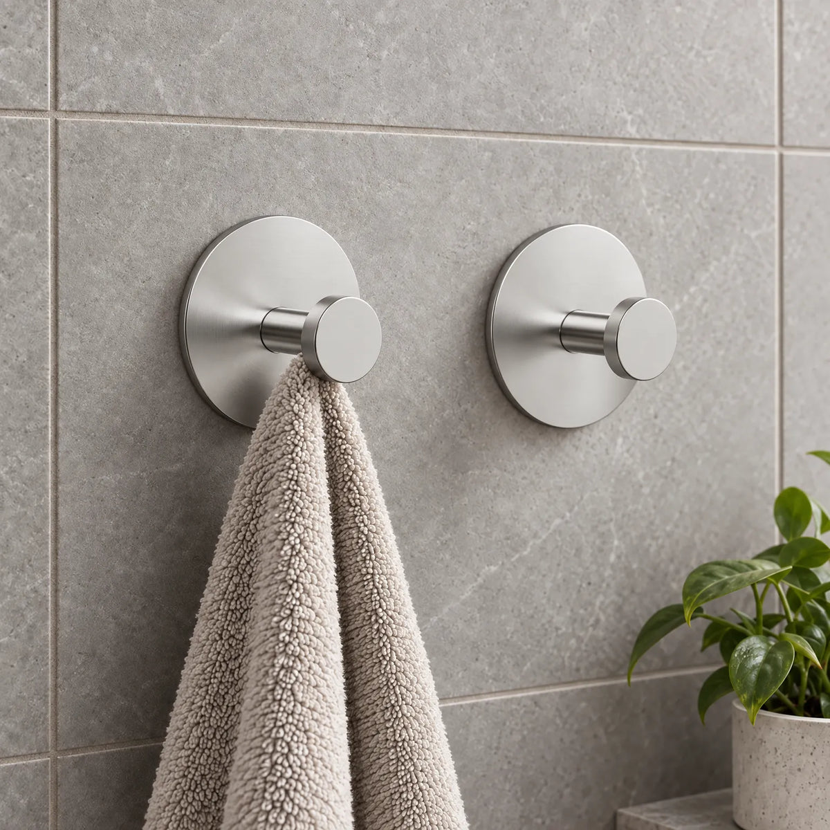 Towel Hooks with Self Adhesive Stainless Steel Drill Free Wall Mounts