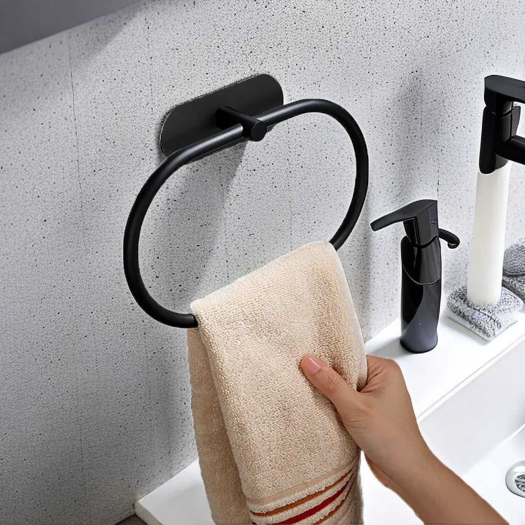 Towel Ring with Self Adhesive Mount and 180 Degree Rotating Design