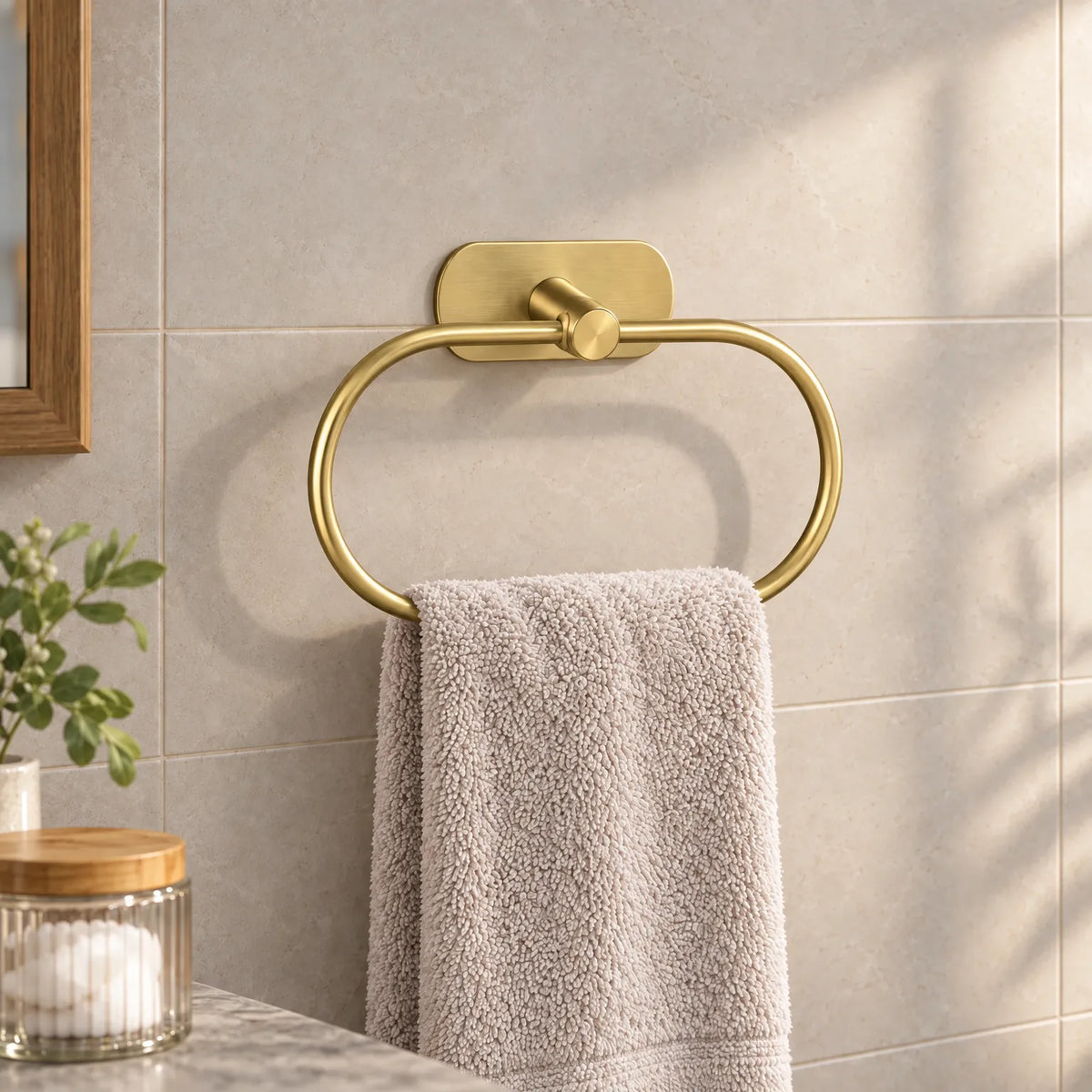 Towel Ring with Self Adhesive Mount and 180 Degree Rotating Design