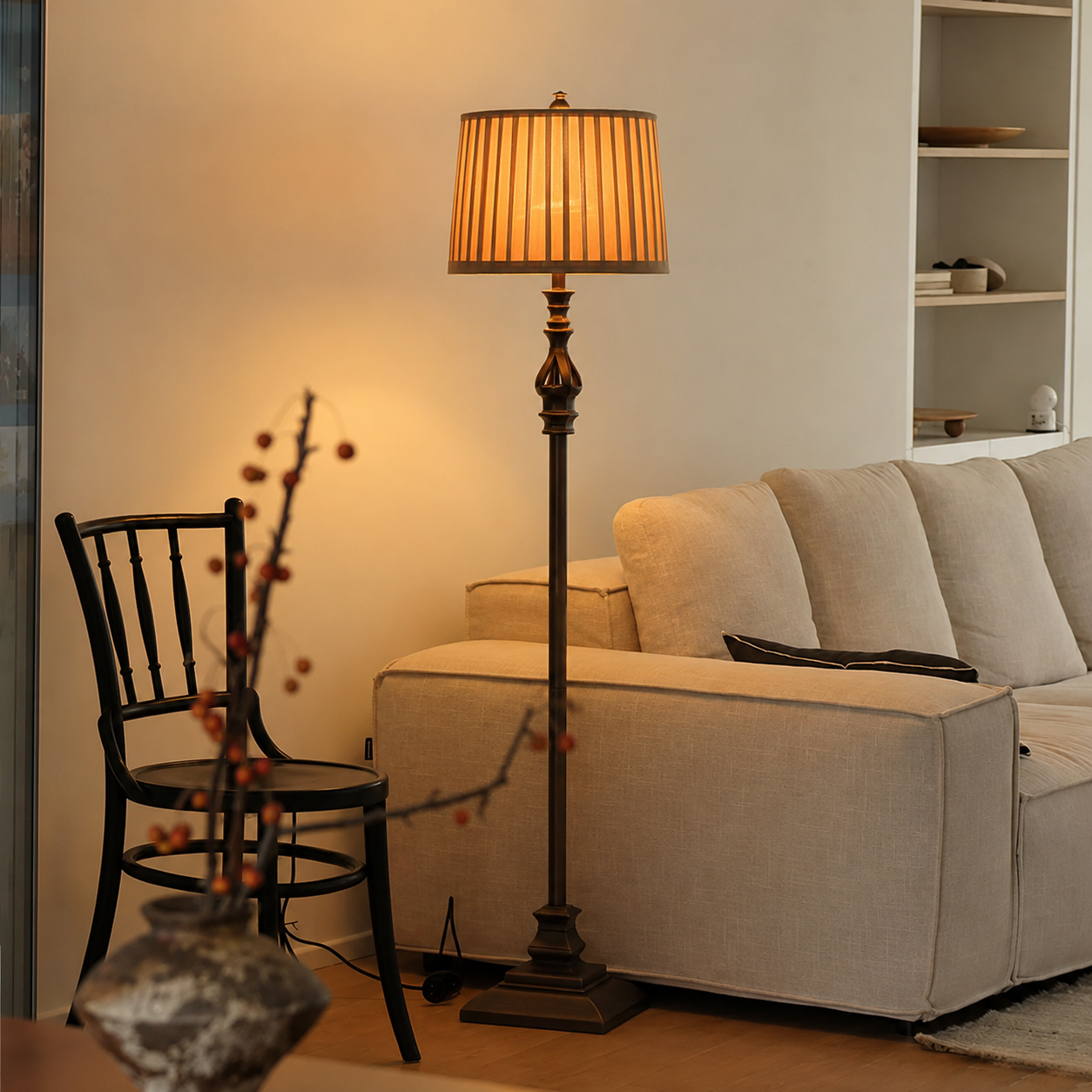 Traditional Resin Pedestal Floor Lamp Indoor Lighting | Tavrion