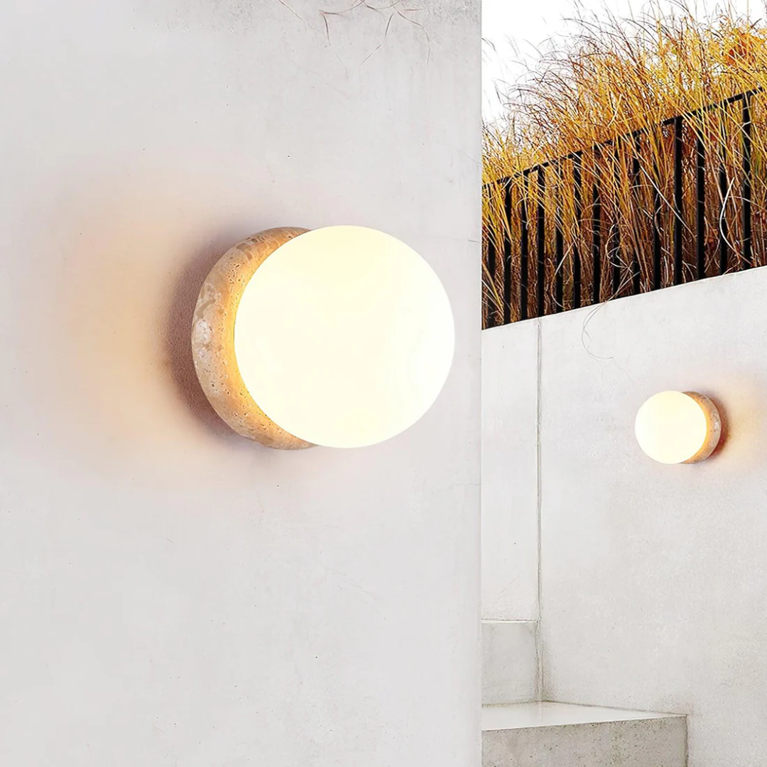 Travertine Outdoor Wall Light Water Resistant Design | Benvara