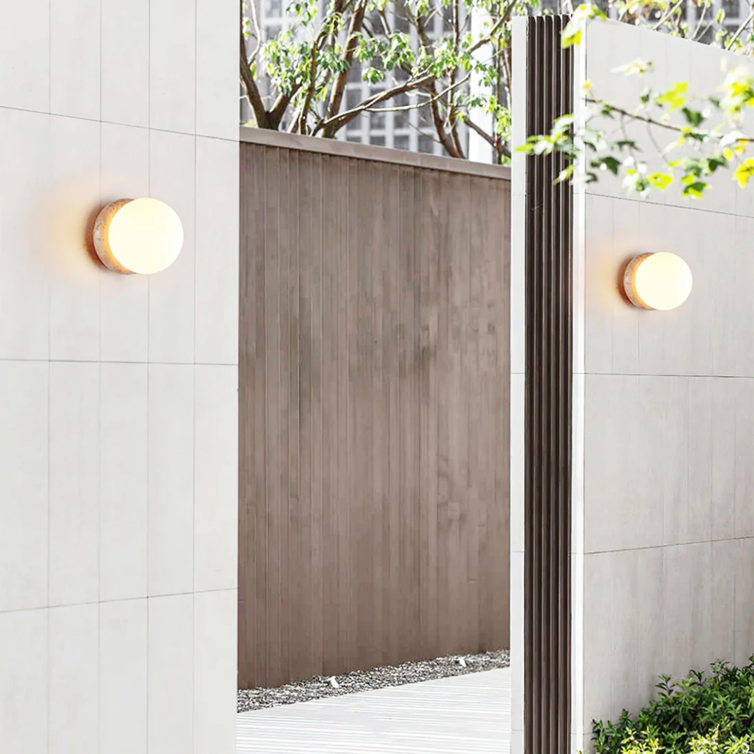 Travertine Outdoor Wall Light Water Resistant Design | Benvara