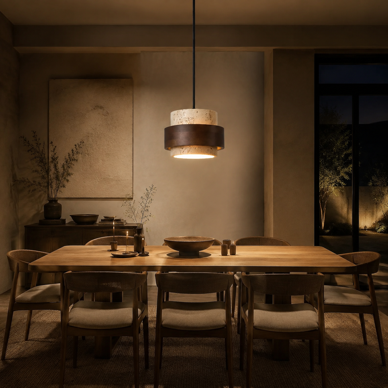 Travertine Pendant Light  Wabi-Sabi Hanging Lamp for Kitchen, Dining and Living Room