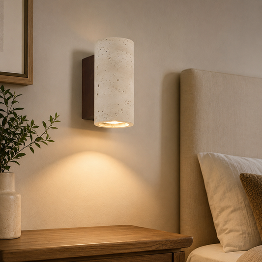 Travertine Stone Japandi Minimalist Style Wall Light | Gelvira