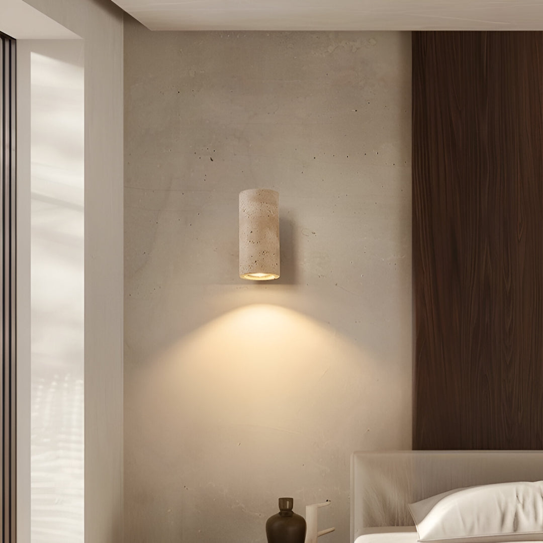 Travertine Stone Japandi Minimalist Style Wall Light | Gelvira