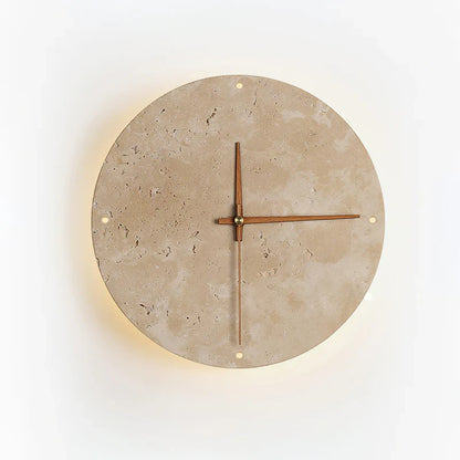 Travertine Wall Clock with Integrated LED Light | Mavello