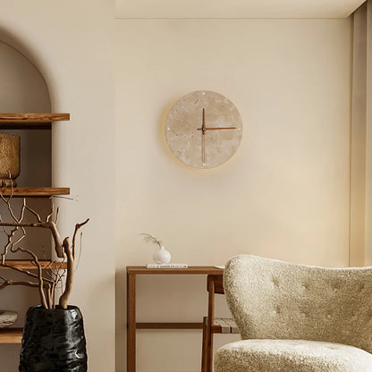 Travertine Wall Clock with Integrated LED Light | Mavello
