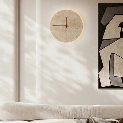 Travertine Wall Clock with Integrated LED Light | Mavello