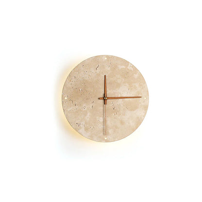 Travertine Wall Clock with Integrated LED Light | Mavello