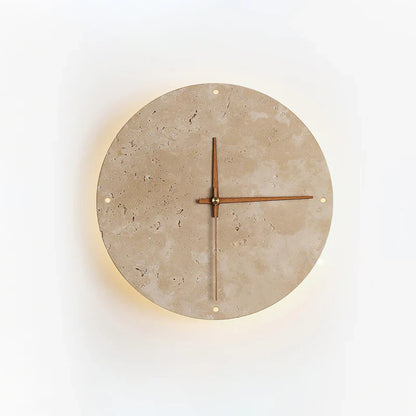Travertine Wall Clock with Integrated LED Light | Mavello