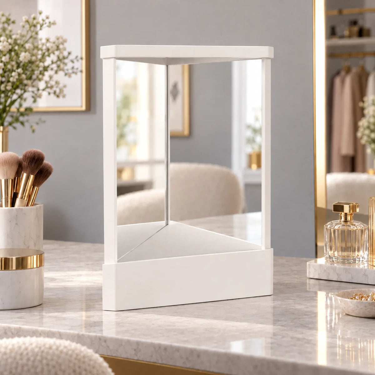 Tri Fold Vanity Mirror with True Reflection