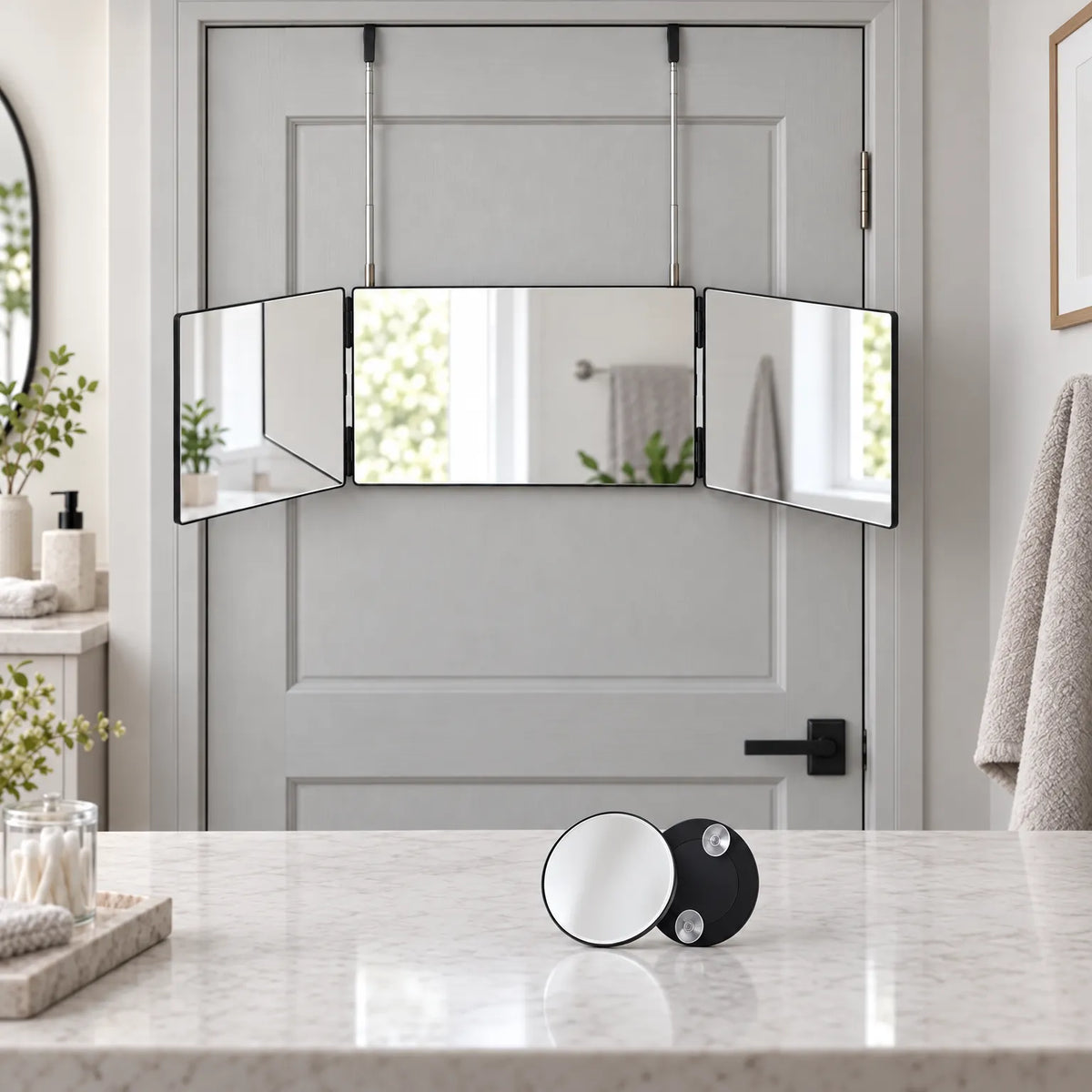 Trifold Vanity Mirror with Panoramic View